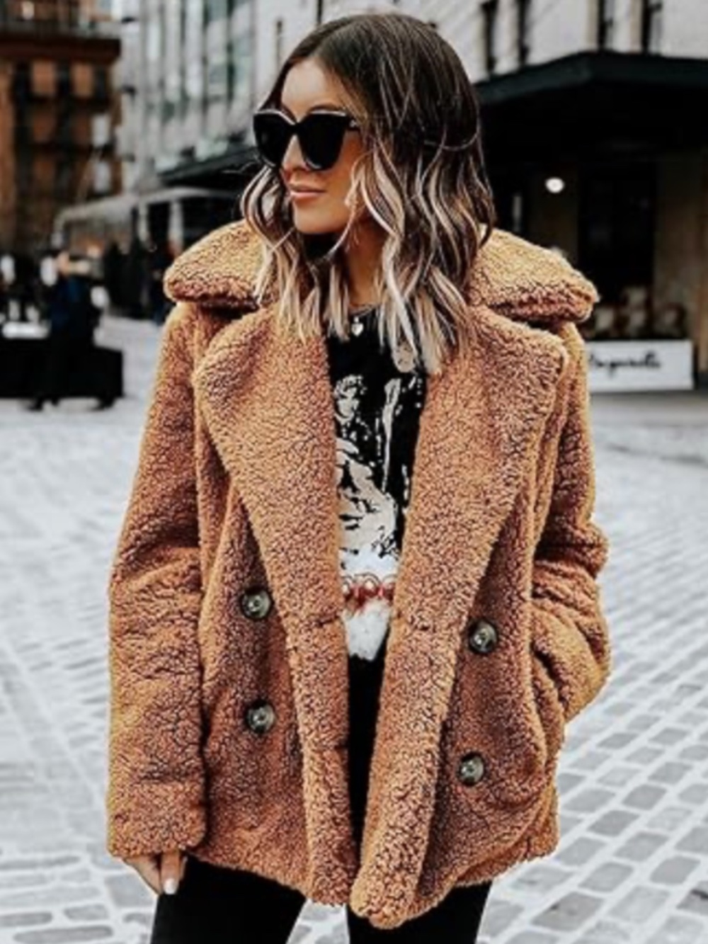 Teddy Sherpa Coat - Button Up Cozy Jacket
